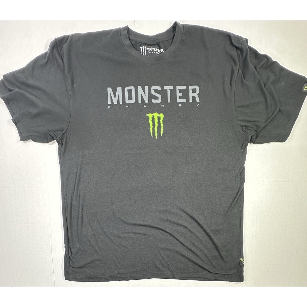 Monster Energy Performance T-Shirt Black Logo Graphic Men's 2X Polyester Blend